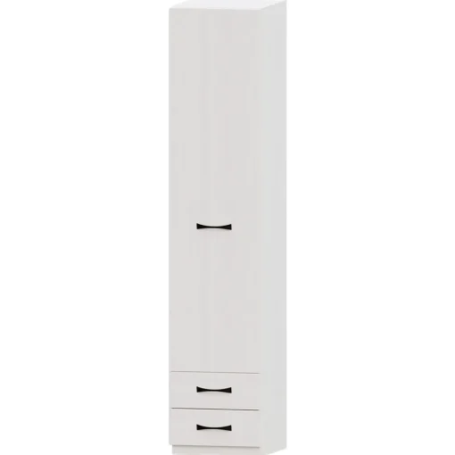 Armario 1 puerta abatible 2 cajones Blanco Niza tirador standar, 50x232x52 cm