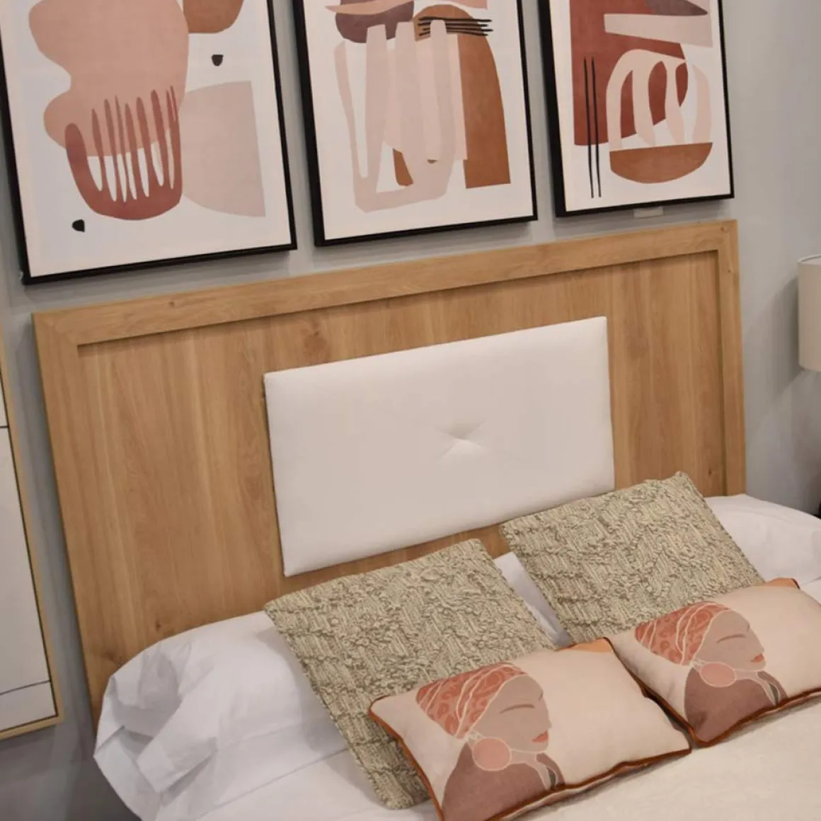 Cabecero de cama Roble tapizado Blanco Puzzle 2, 160x80x3 cm