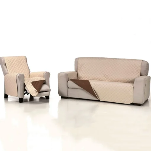 Cubre sofá acolchado Beige-Marrón