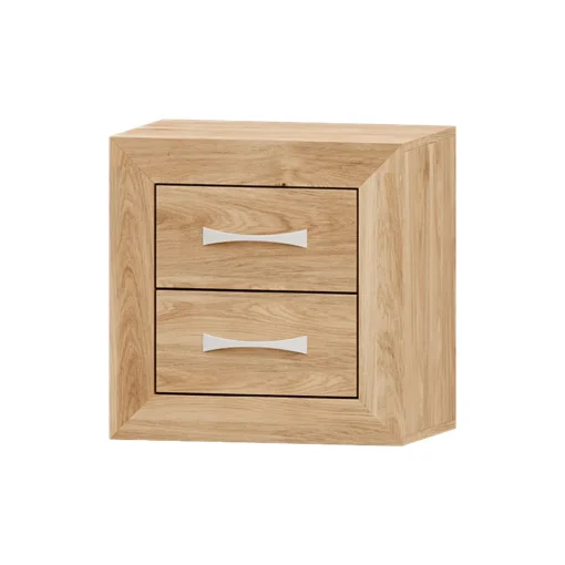 Mesita de noche Roble 2 cajones Niza tirador standar, 54x53x35 cm