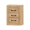 Mesita de noche Roble 3 cajones Niza tirador standar, 54x72x35 cm