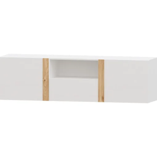 Mueble TV Blanco nieve 180 Puzzle tirador Roble, 180x50x42 cm