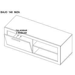 Mueble TV Roble 140 Niza tirador lineal, 140x50x42 cm