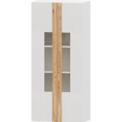 Vitrina Blanco nieve 80 Puzzle tirador Roble, 80x190x42 cm